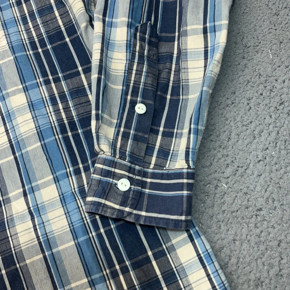 Ralph Lauren Button Down Mens Large Blue Plaid Custom Fit Long Sleeve Pony Logo